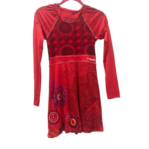 NWT Desigual Long Sleeve Red Floral Dress, Size 11/12 - Picture 6 of 9
